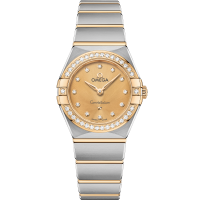 Omega Constellation 25 mm Yellow Dial with Diamonds Stainless Steel and Sedna™ 18k Yellow Gold Bracelet 131.25.25.60.58.001