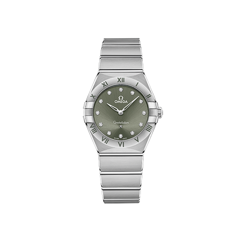 Omega Constellation 28 mm Green Dial with Diamonds Stainless Steel Bracelet 131.10.28.60.60.001