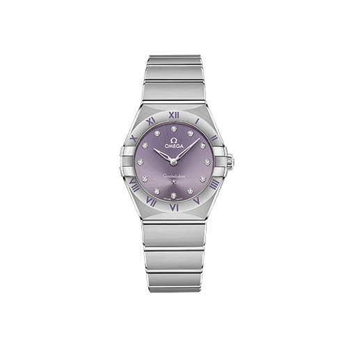 Omega Constellation 28 mm Purple Dial with Diamonds Stainless Steel Bracelet 131.10.28.60.60.002