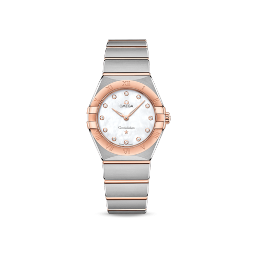 Omega Constellation 28 mm White Dial with Diamonds Stainless Steel Sedna™ 18k Rose Gold Bracelet 131.20.28.60.55.001