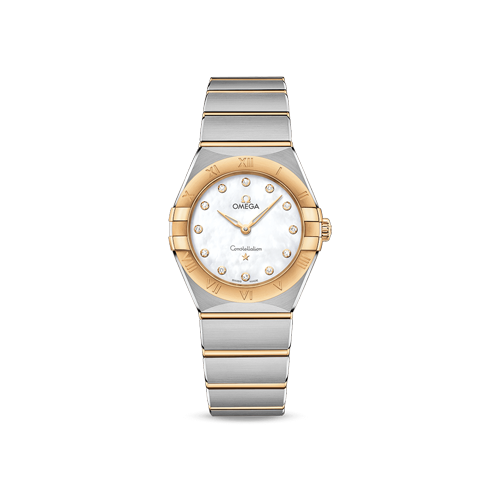 Omega Constellation 28 mm White Dial with Diamonds Stainless Steel Sedna™ 18k Yellow Gold Bracelet 131.20.28.60.55.002