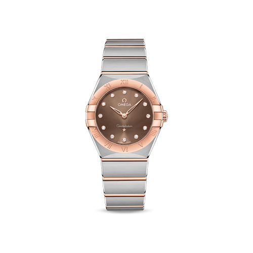 Omega Constellation 28 mm Brown Dial with Diamonds Stainless Steel Sedna™ 18k Rose Gold Bracelet 131.20.28.60.63.001