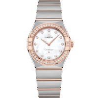 Omega Constellation 28 mm White Dial with Diamonds Stainless Steel Sedna™ 18k Rose Gold Bracelet 131.25.28.60.55.001