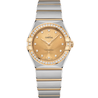 Omega Constellation 28 mm Yellow Dial with Diamonds Stainless Steel Sedna™ 18k Yellow Gold Bracelet 131.25.28.60.58.001