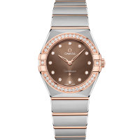 Omega Constellation 28 mm Brown Dial with Diamonds Stainless Steel Sedna™ 18k Rose Gold Bracelet 131.25.28.60.63.001