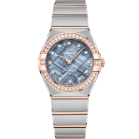 Omega Constellation 28 mm Blue Dial with Diamonds Stainless Steel Sedna™ 18k Rose Gold Bracelet 131.25.28.60.99.001