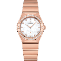 Omega Constellation 28 mm White Dial with Diamonds Sedna™ 18k Rose Gold Bracelet 131.55.28.60.55.001