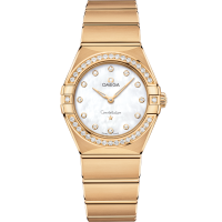 Omega Constellation 28 mm White Dial with Diamonds Sedna™ 18k Yellow Gold Bracelet 131.55.28.60.55.002