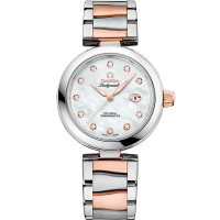 Omega De Ville Ladymatic 34 mm White Dial with Diamonds  Stainless Steel Sedna™ 18k Rose Gold Bracelet 425.20.34.20.55.004