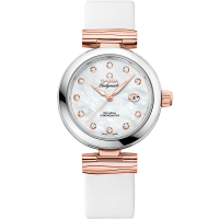 Omega De Ville Ladymatic 34 mm White Dial with Diamonds  Stainless Steel Sedna™ 18k Rose Gold Strap 425.22.34.20.55.004