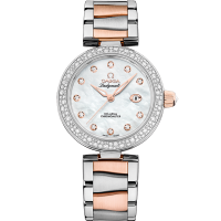 Omega De Ville Ladymatic 34 mm White Dial with Diamonds  Stainless Steel Sedna™ 18k Rose Gold Bracelet 425.25.34.20.55.004