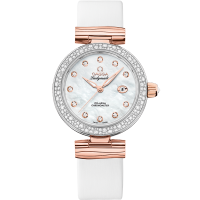 Omega De Ville Ladymatic 34 mm White Dial with Diamonds  Stainless Steel Sedna™ 18k Rose Gold Strap 425.27.34.20.55.004