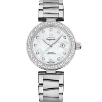 Omega De Ville Ladymatic 34 mm White Dial with Diamonds  Stainless Steel Bracelet 425.35.34.20.55.002