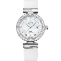 Omega De Ville Ladymatic 34 mm White Dial with Diamonds  Stainless Steel Strap 425.37.34.20.55.002