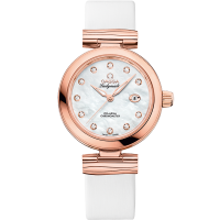 Omega De Ville Ladymatic 34 mm White Dial  with Diamonds  Sedna™ 18k Rose Gold Strap 425.62.34.20.55.004