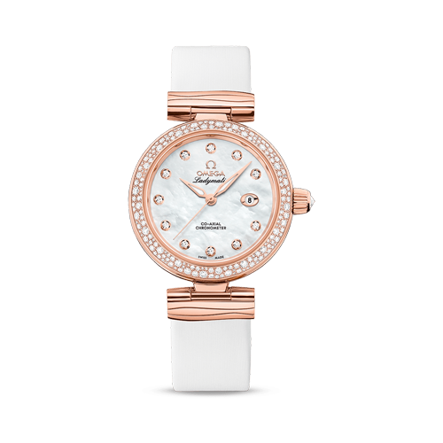 Omega De Ville Ladymatic 34 mm White Dial with Diamonds  Sedna™ 18k Rose Gold Strap 425.67.34.20.55.008