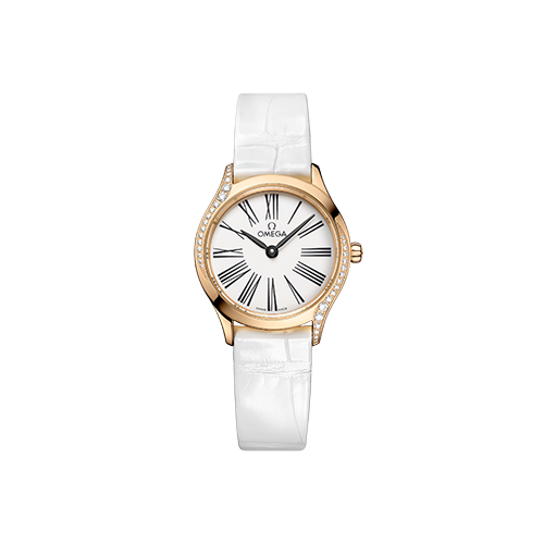 Omega De Ville Mini Trésor 26 mm White Dial with Diamonds  Moonshine™ 18k Rose Gold Strap 428.58.26.60.04.001