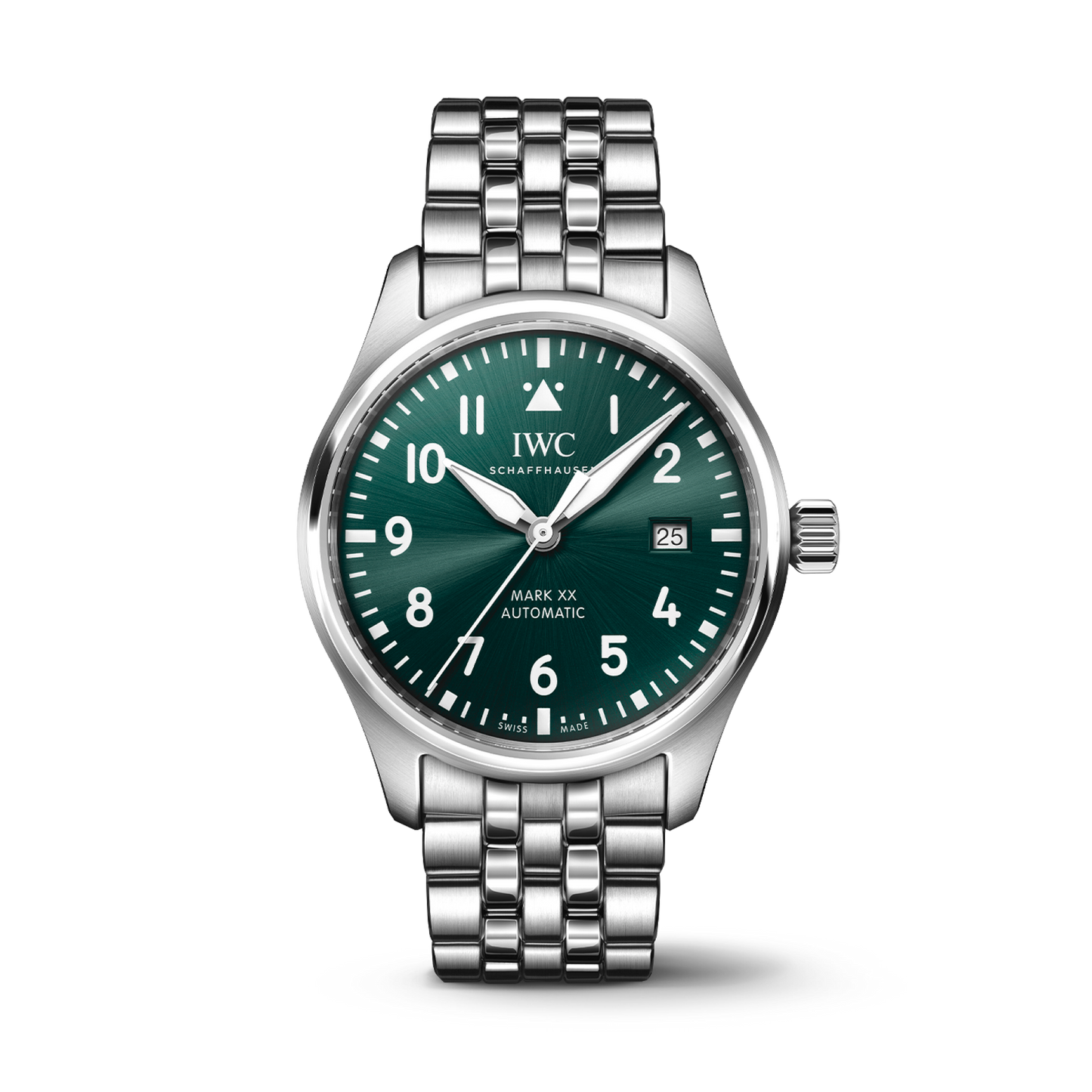 IWC Schaffhausen Pilot's Watch Mark XX 40 mm Green  Dial Stainless Steel Bracelet IW328206