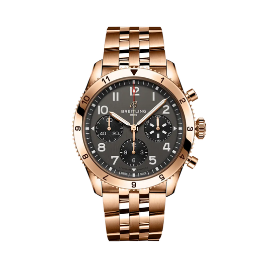 Breitling Classic AVI Chronograph 42 P-51 Mustang 42 mm Bright Black Dial 18K Red Gold Bracelet R233801A1B1R1