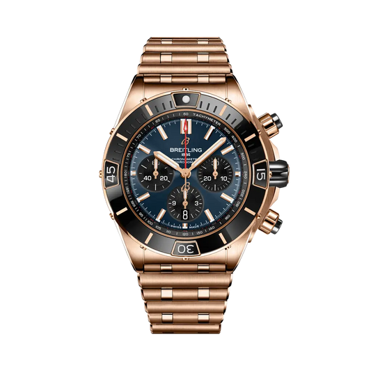 Breitling Super Chronomat B01 44 44 mm Blue and Black Dial 18K Red Gold Bracelet RB01362A1C1R1