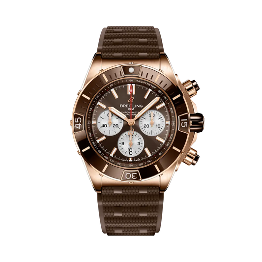 Breitling Super Chronomat B01 44 44 mm Brown Dial 18K Red Gold Brown Rubber Strap RB0136E31Q1S1