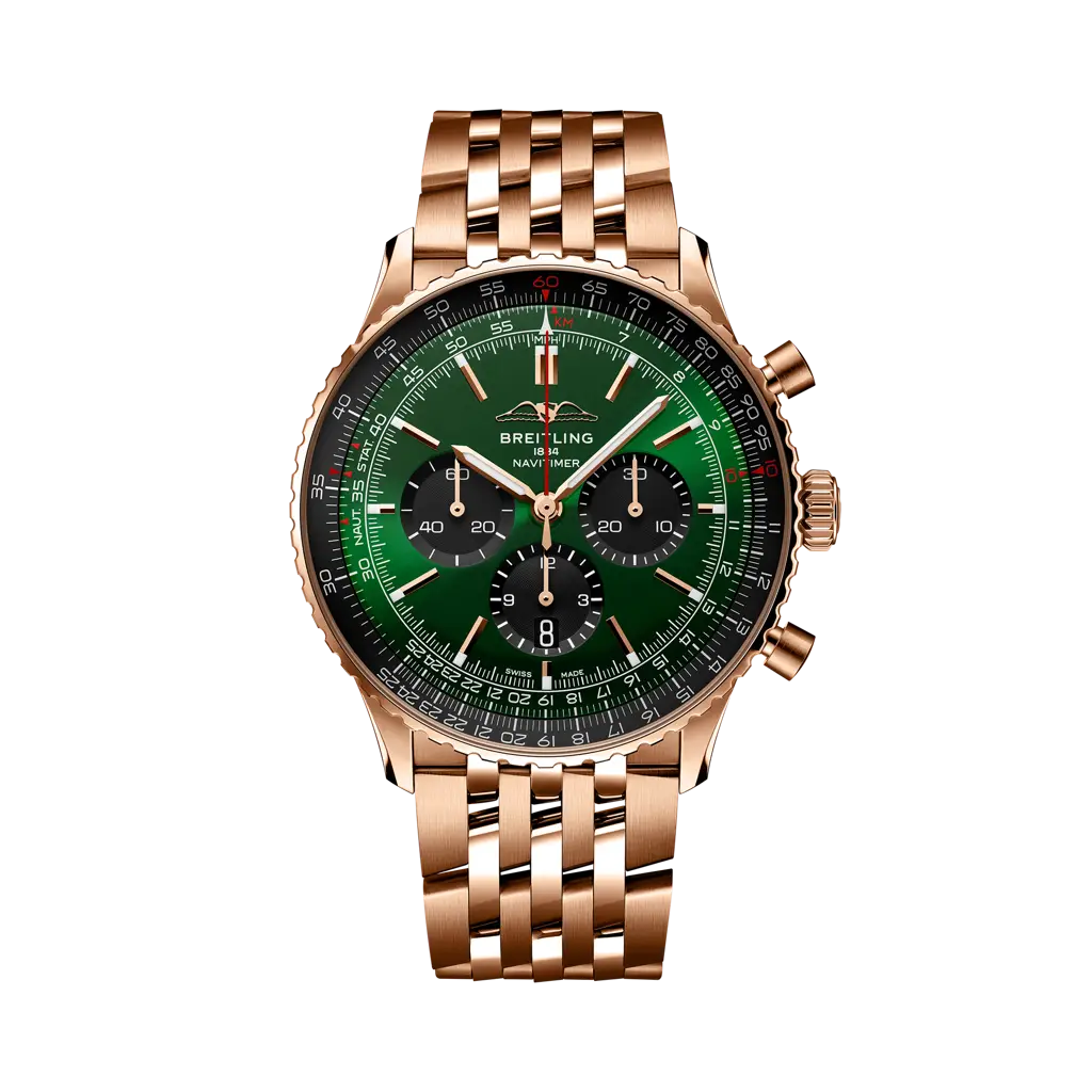 Breitling Navitimer B01 Chronograph 46 46.0 mm Black And Green Dial 18K Red Gold Bracelet RB0137241L1R1