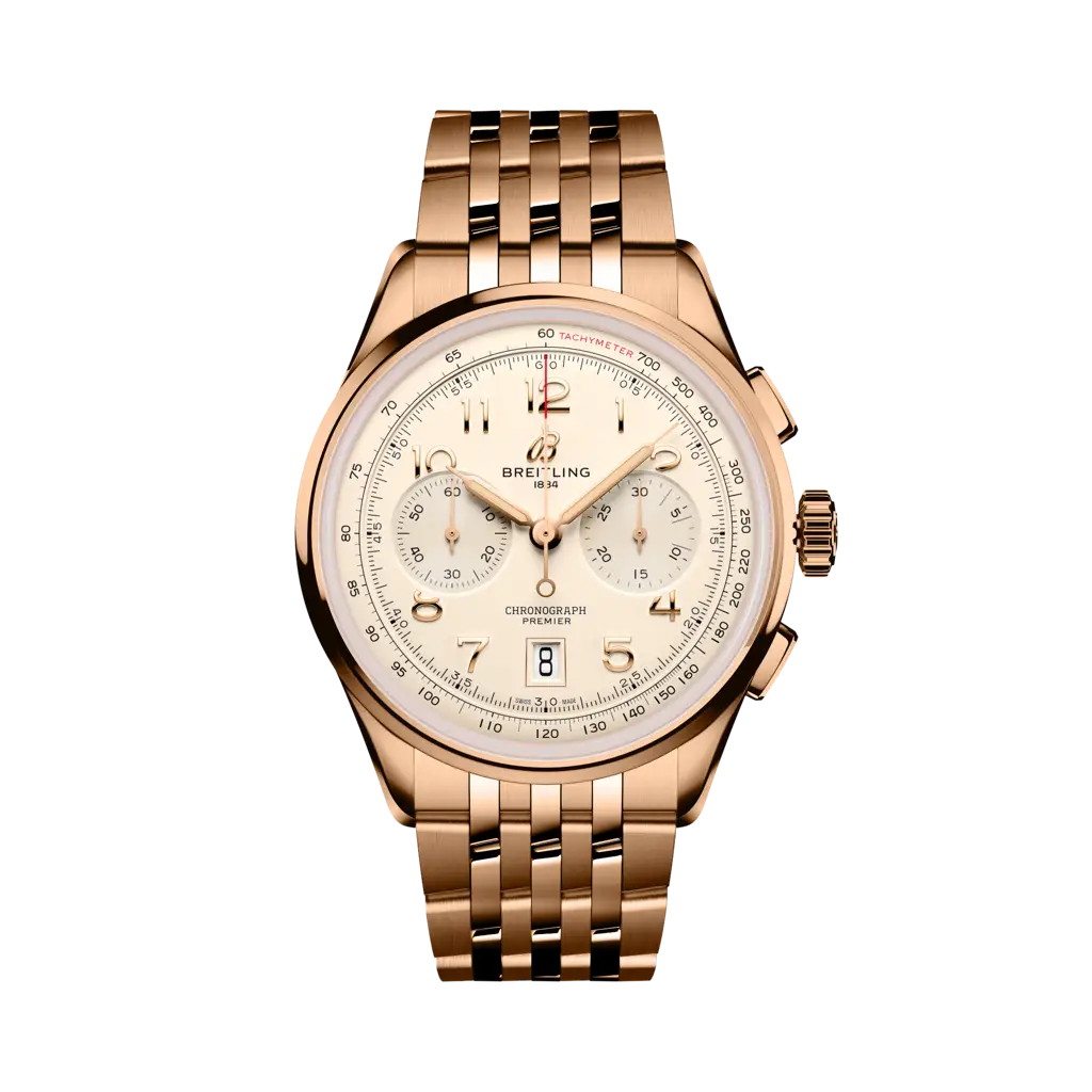 Breitling Premier B01 Chronograph 42 mm Rose Yellow Glod Dial 18k Rose Gold 18k red gold  Metal Bracelet RB0145371G1R1