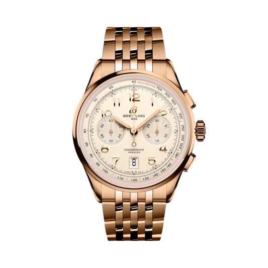 Breitling Premier B01 Chronograph 42 mm Rose Yellow Glod Dial 18k Rose Gold 18k red gold  Metal Bracelet RB0145371G1R1