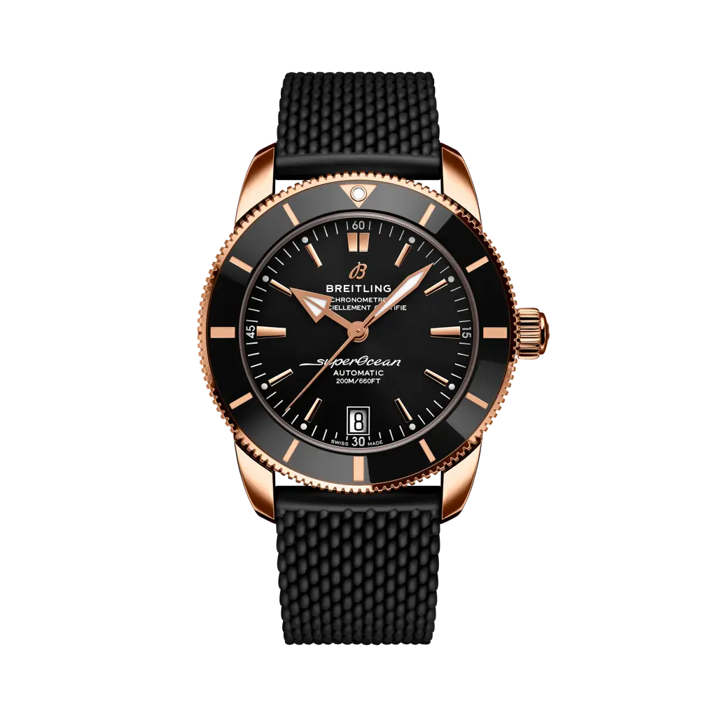 Breitling Superocean Heritage B20 Automatic 42 mm Black Dial 18K Red Gold Rubber Black Strap RB2010121B1S1