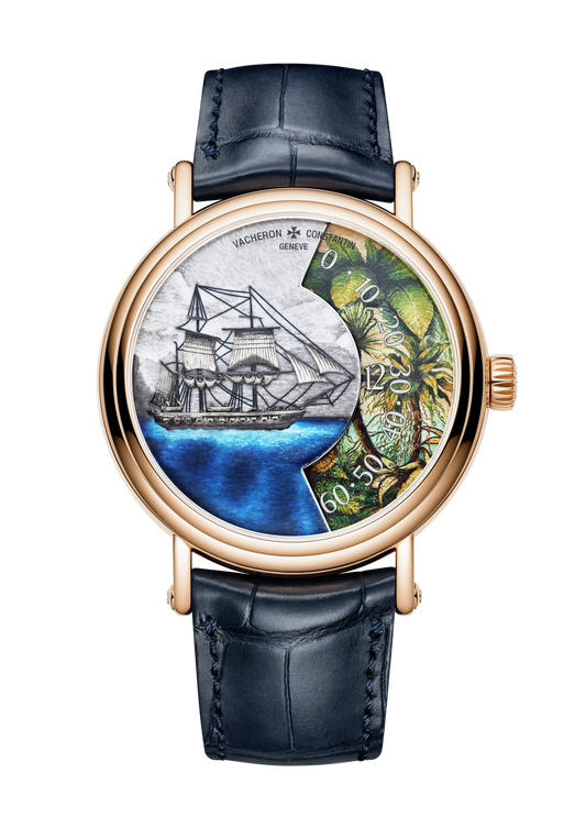 Vacheron Constantin Métiers d'Art Tribute to Explorer Naturalists - Detroit de Magellan 41 mm Silver Dial 18K Pink Gold Alligator Leather Strap 7500U/000R-B992