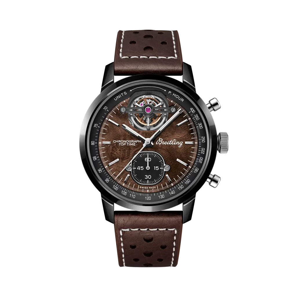 Breitling Top Time B21 Chevrolet Corvette 44 mm Black And Brown Dial Ceramic Calfskin Leather Brown Strap SB21252A1Q1X1