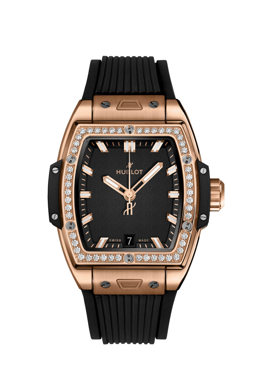 Hublot Spirit of Big Bang King Gold Diamonds 39 mm Black Dial with Diamonds Polished 18K King Gold Rubber Strap 662.OX.1180.RX.1204