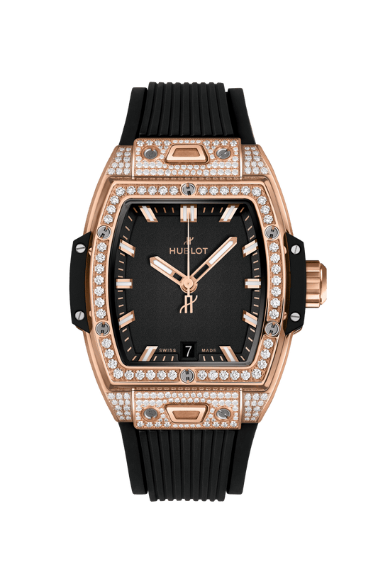 Hublot Spirit of Big Bang King Gold Pavé 39 mm Black Dial with Diamonds Polished 18K King Gold Rubber Strap 662.OX.1180.RX.1604