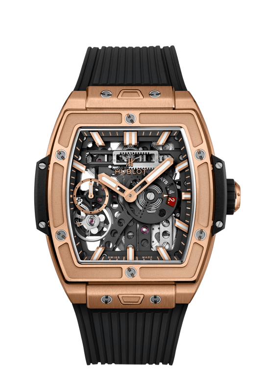 Hublot Spirit of Big Bang Meca-10 King Gold 45 mm Transparent Dial Polished 18K King Gold Rubber Strap 614.OX.1180.RX