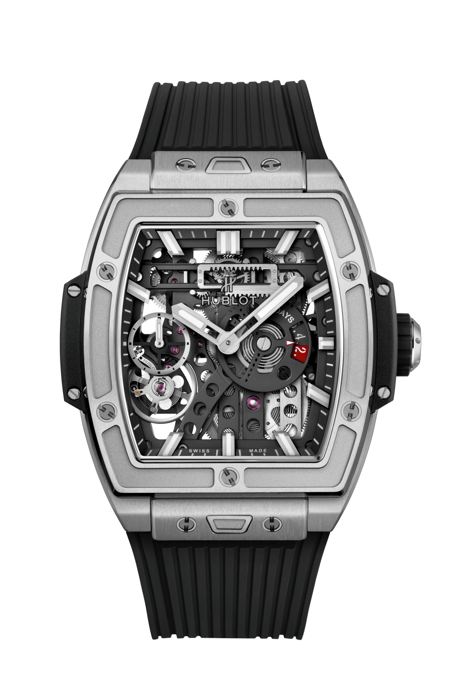 Hublot Spirit of Big Bang Meca-10 Titanium 45 mm Transparent Dial Polished Titanium Rubber Strap 614.NX.1170.RX