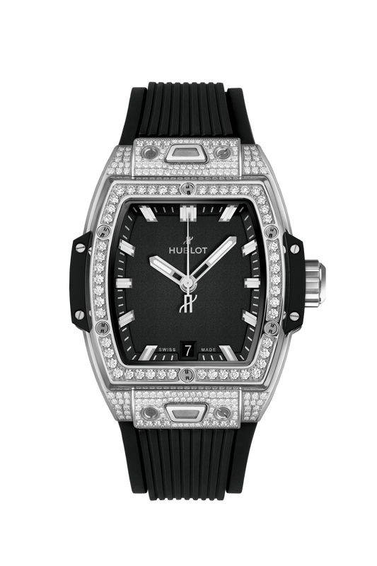 Hublot Spirit of Big Bang Titanium Pavé 39 mm Black Dial with Diamonds Polished Titanium Rubber Strap 662.NX.1170.RX.1604