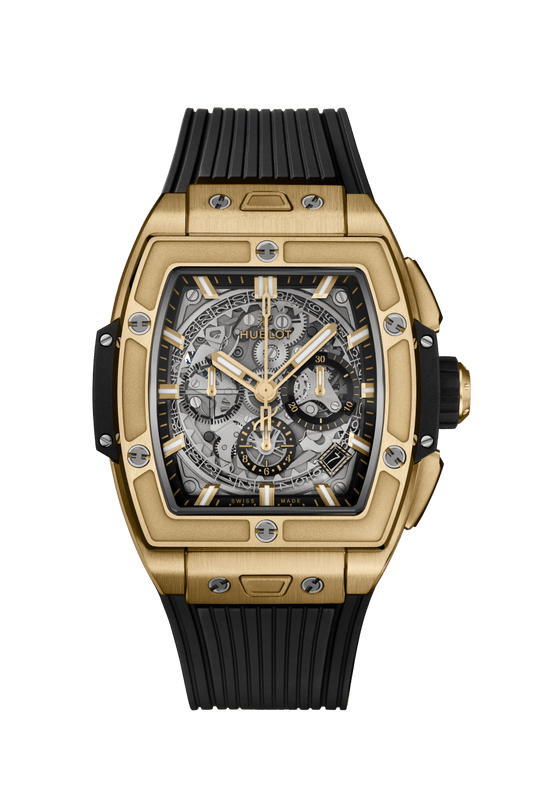 Hublot Spirit of Big Bang Yellow Gold 42 mm Transparent Dial Polished 18K Yellow Gold Rubber Strap 642.VX.0130.RX