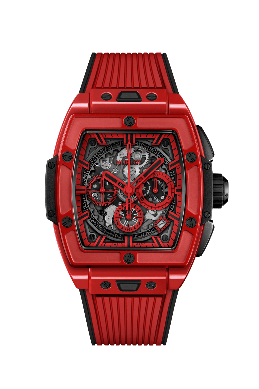 Hublot Spirit of Big Bang Red Magic 42 mm Transparent Dial Polished Red Ceramic Rubber Strap 642.CF.0113.RX