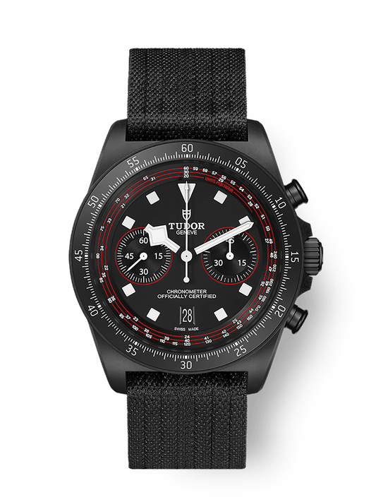 Tudor Pelagos FXD Chrono 43 mm Black Dial Black Carbon Composite Fabric Strap M25827KN-0001