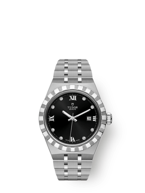 Tudor Tudor Royal 28 mm Black Dial with Diamonds Stainless Steel Bracelet M28300-0004