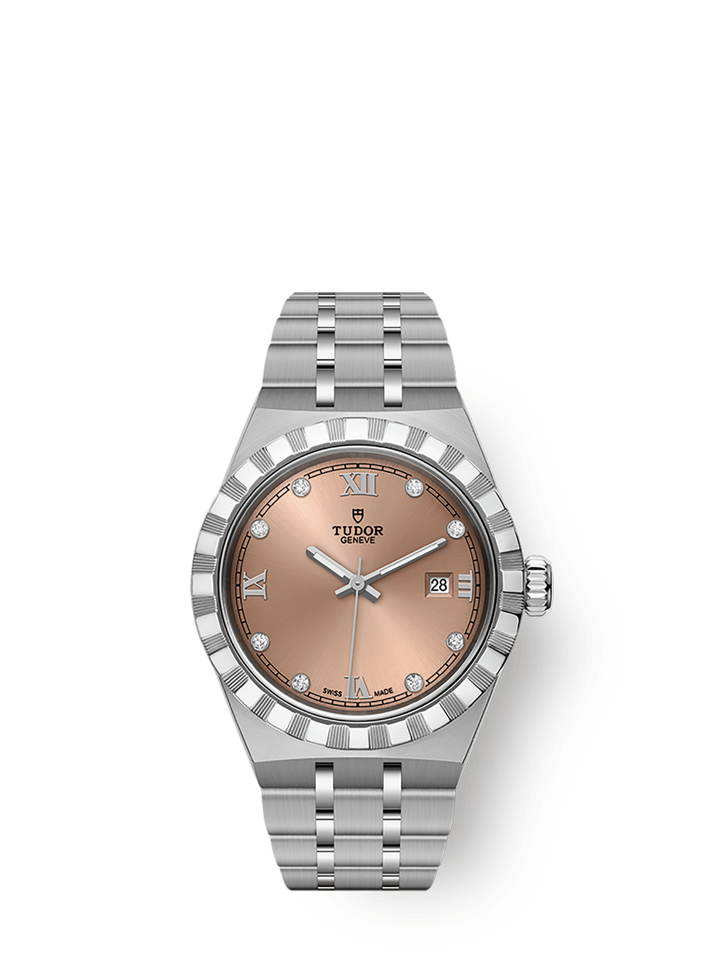 Tudor Tudor Royal 28 mm Pink Dial with Diamonds Stainless Steel Bracelet M28300-0010