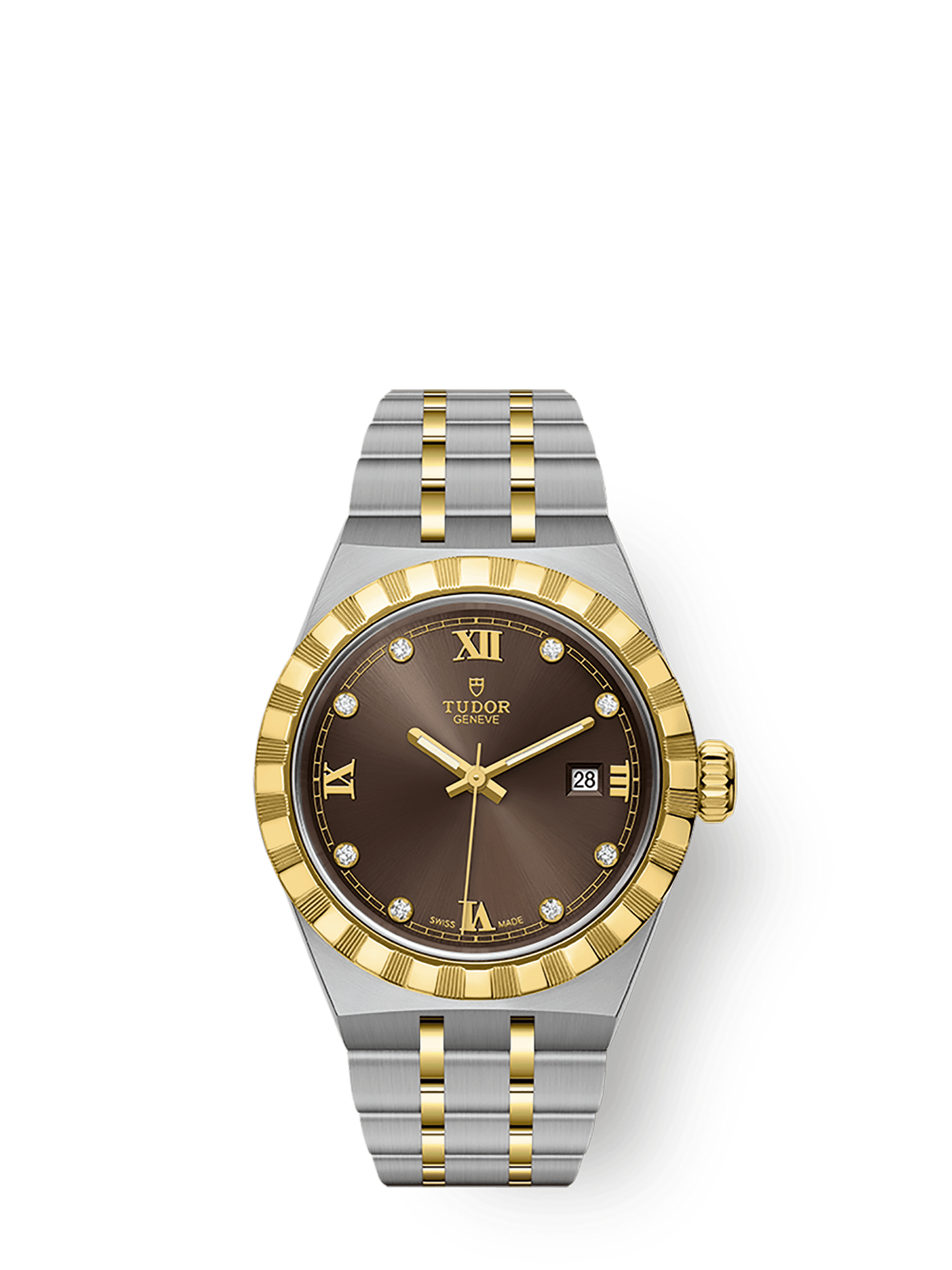 Tudor Tudor Royal 28 mm Chocolate Brown Dial with Diamonds Stainless Steel Bracelet M28303-0009