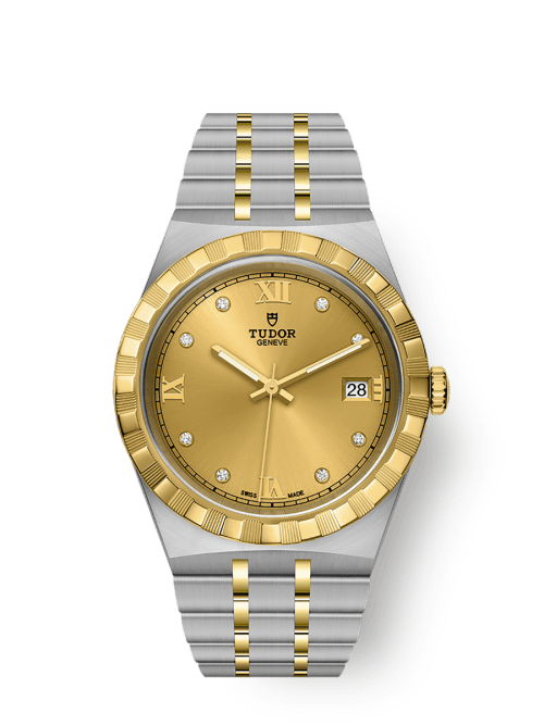 Tudor Tudor Royal 38 mm Golden Dial with Diamonds Stainless Steel Bracelet M28503-0005