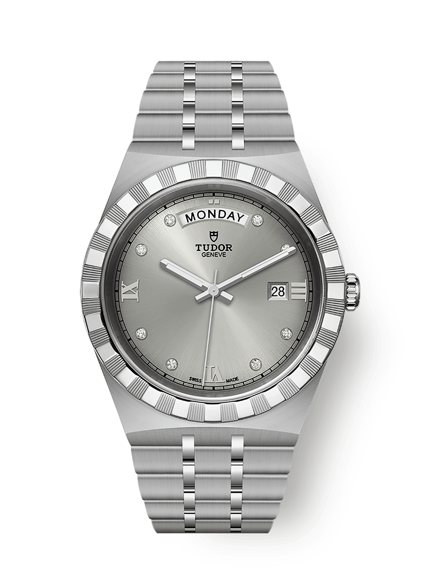 Tudor TUDOR Royal 41 mm Silver Dial with Diamonds Stainless Steel Bracelet M28600-0002