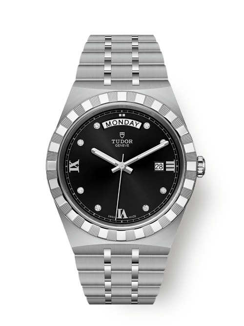 Tudor TUDOR Royal 41 mm Black Dial with Diamonds Stainless Steel Bracelet M28600-0004