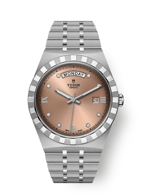 Tudor TUDOR Royal 41 mm Salmon Dial with Diamonds Stainless Steel Bracelet M28600-0011