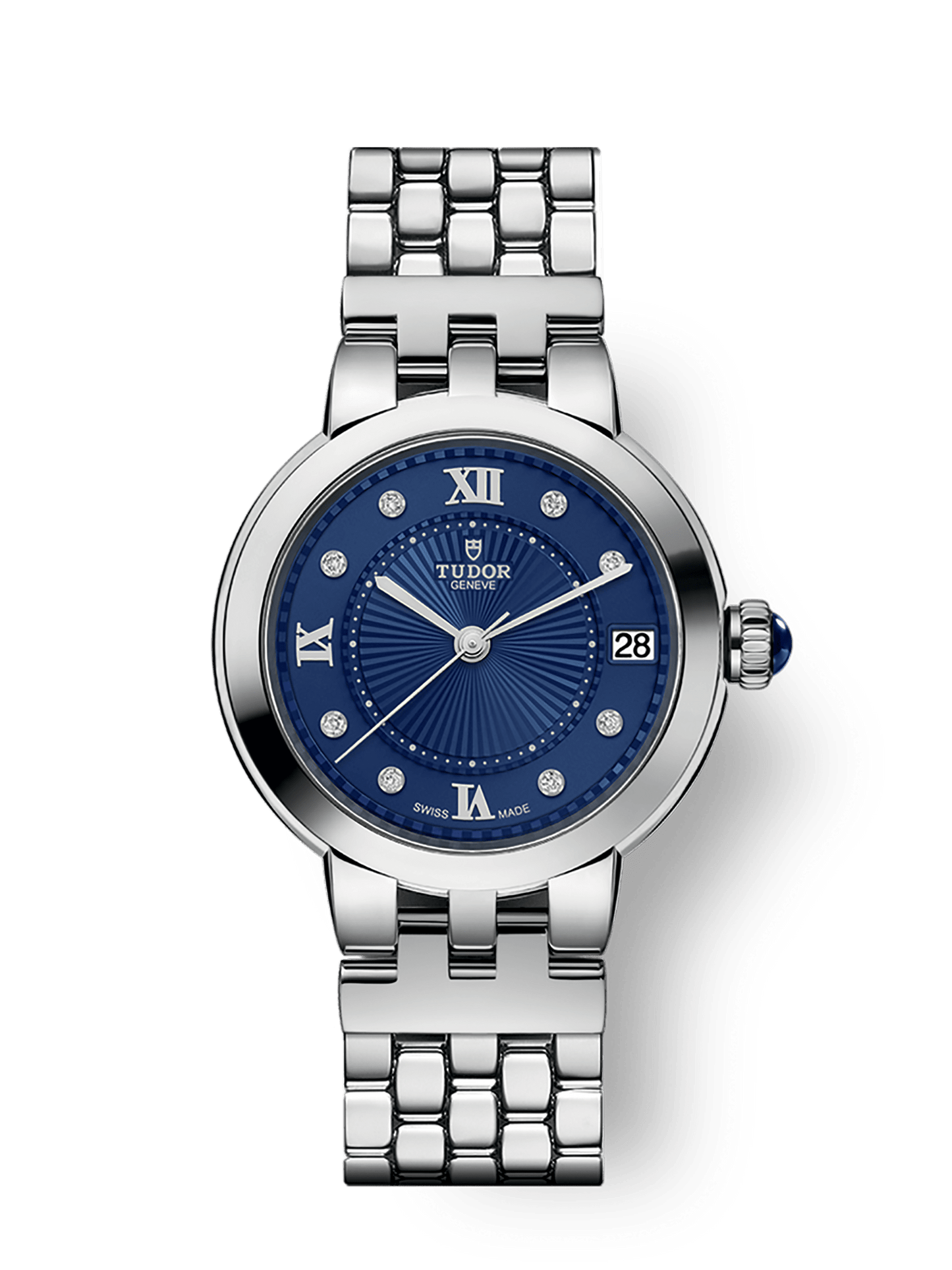 Tudor Clair de Rose 34 mm Blue Dial with Diamonds Stainless Steel Bracelet M35800-0010