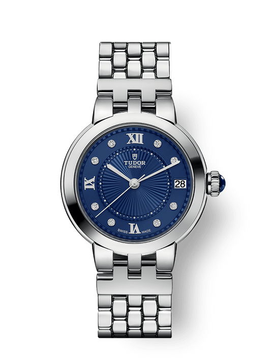 Tudor Clair de Rose 34 mm Blue Dial with Diamonds Stainless Steel Bracelet M35800-0010