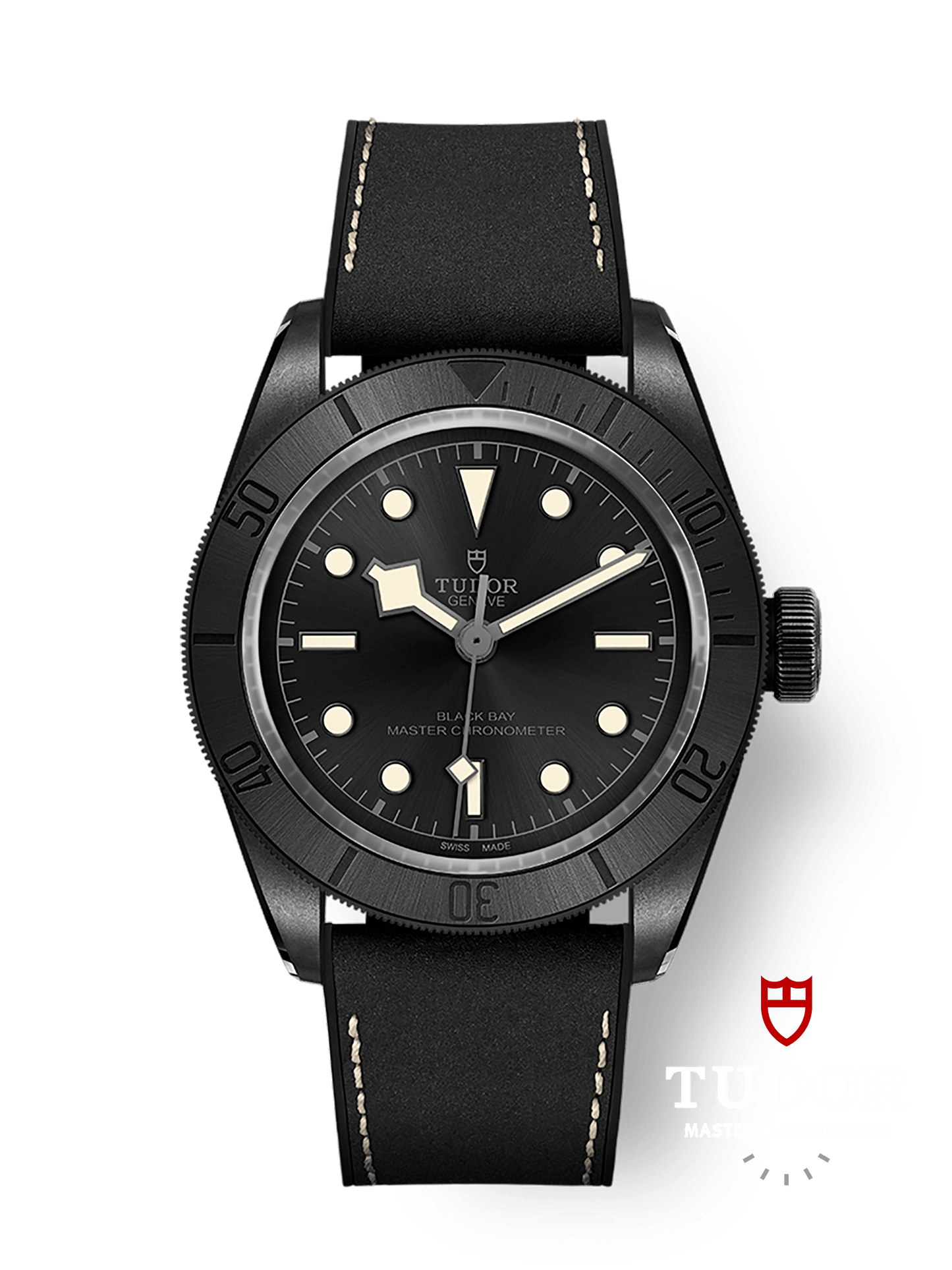 Tudor Black Bay Ceramic 41 mm Black Dial Ceramic Leather Strap M79210CNU-0001