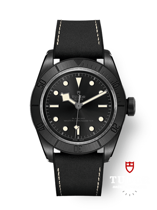 Tudor Black Bay Ceramic 41 mm Black Dial Ceramic Leather Strap M79210CNU-0001